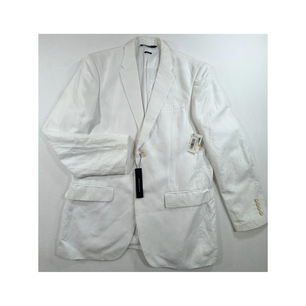 Perry Ellis Mens White Linen Blend Blazer Jacket XL 44 Regular NWT Sport‎ Coat